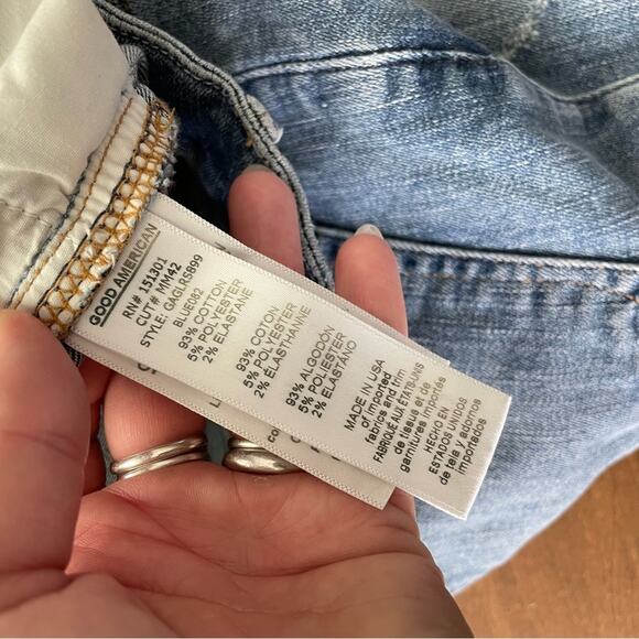 Good American Women’s Good Legs High Rise Skinny Ankle Step Hem Distressed Jeans - Picture 11 of 12